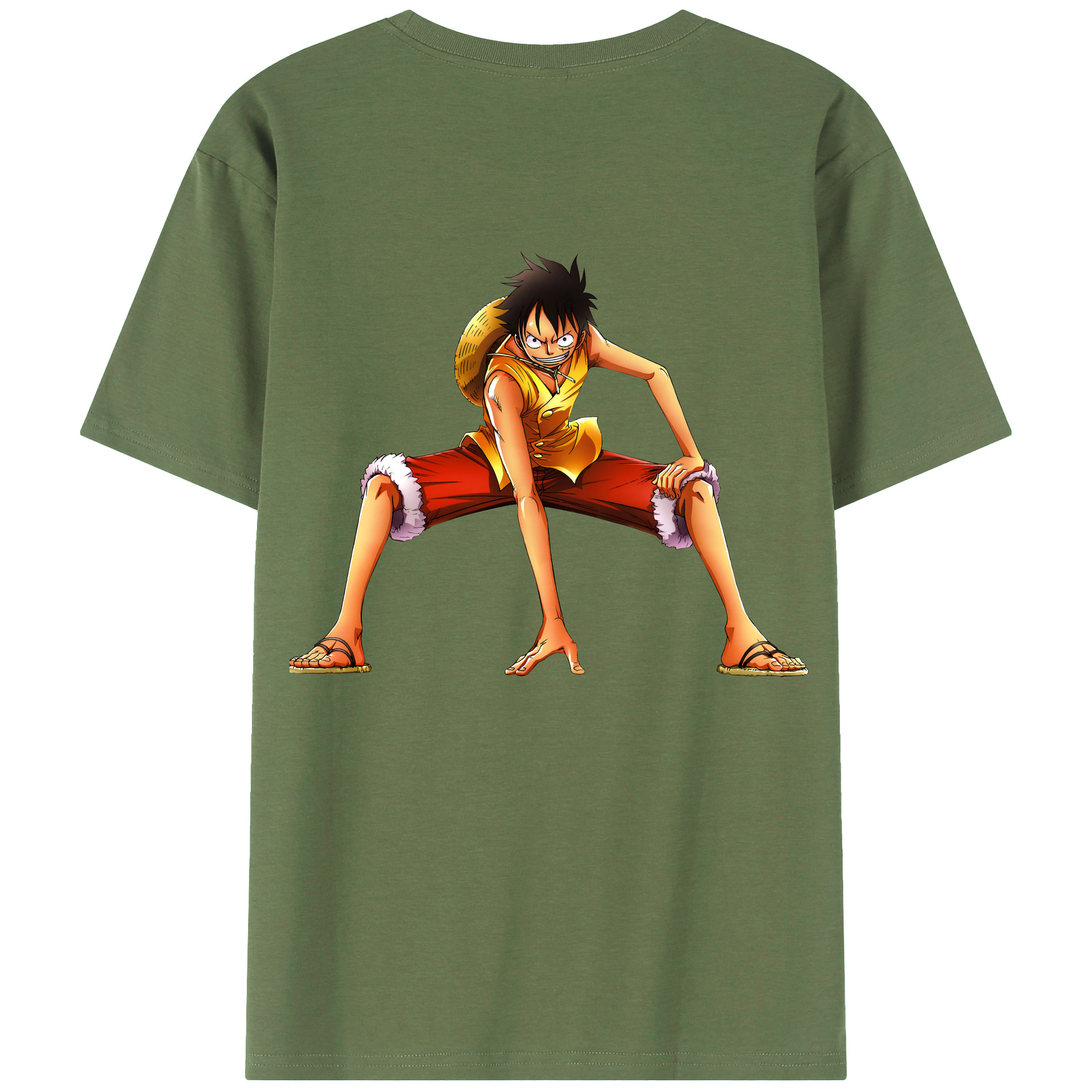 ワンピース モンキー・D・ルフィ ONE PIECE Monkey D. Luffy 綿100％ メンズ半袖Tシャツ（バックプリント） 通気性